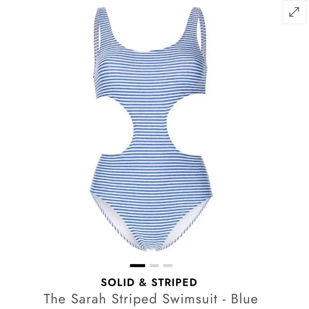 SOLID & STRIPED Blue and White Striped Cutout One-Piece
